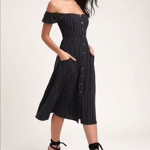 Lulus Striped Off The Shoulder Dress